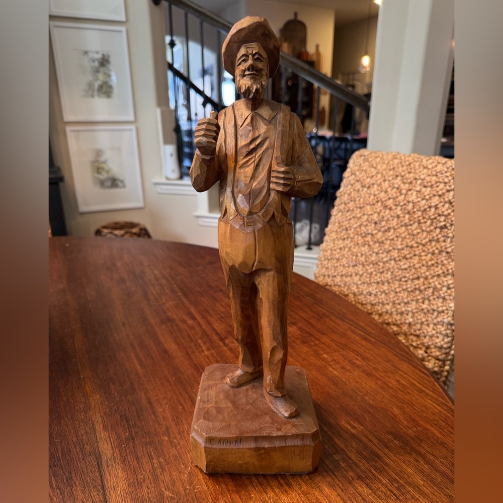 16” Hand-Carved Wooden Figurine by Paul Caron